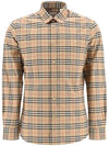 Small Scale Check Stretch Cotton Long Sleeve Shirt Beige - BURBERRY - BALAAN 1