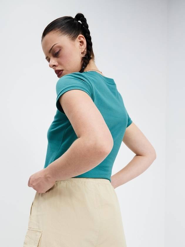 Women's Slim Crop Short Sleeve T-Shirt Green - STUSSY - BALAAN 6