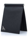 Saffiano Leather Triangle Logo Half Wallet Black - PRADA - BALAAN 9
