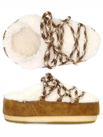 Faux Shearling Lace Up Mule White Brown - MOON BOOT - BALAAN 2