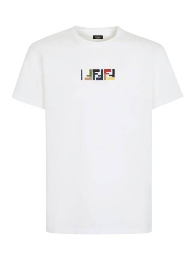 Embroidered Logo Short Sleeve T-Shirt White - FENDI - BALAAN 1