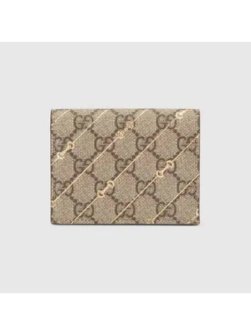 Horsebit Print Card Wallet Beige Ebony - GUCCI - BALAAN 1