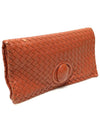 274473 Brick Color Intrecciato Nappa Weaving Foldover Clutch - BOTTEGA VENETA - BALAAN 2