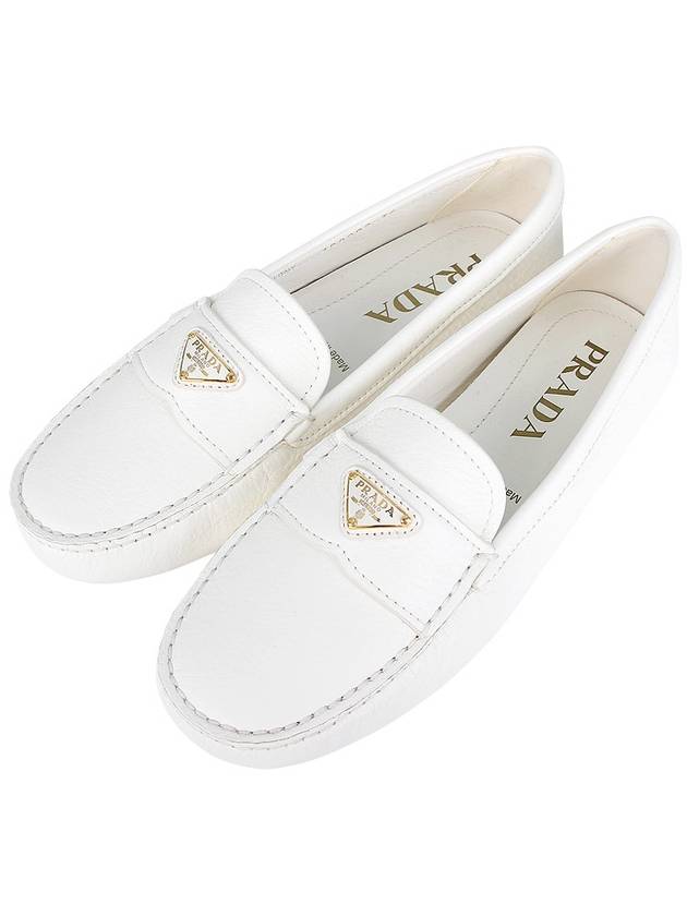 Leather Driving Shoes Ivory - PRADA - BALAAN 3