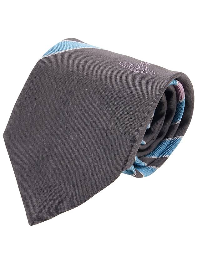 Striped Jacquard Silk Tie Grey - VIVIENNE WESTWOOD - BALAAN 11