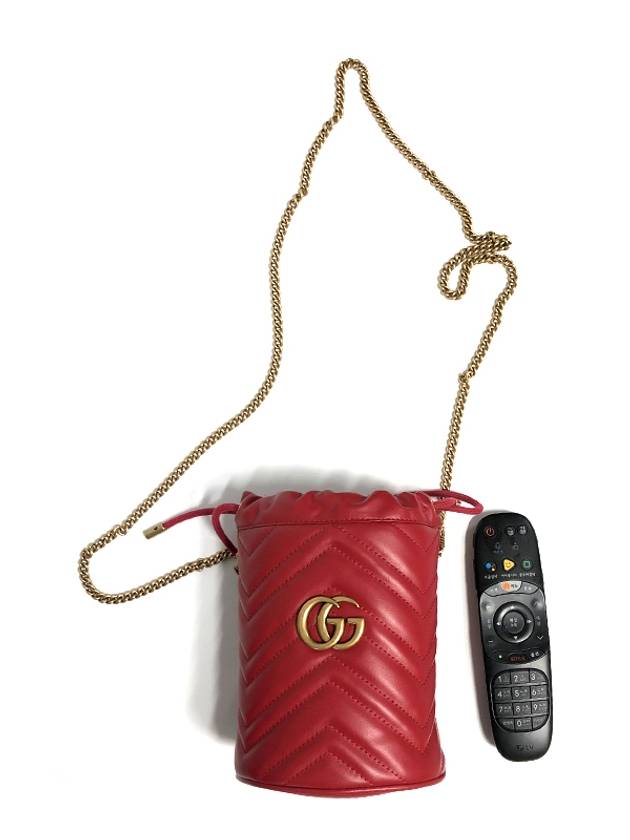 GG Marmont Gold Chain Mini Bucket Bag Red - GUCCI - BALAAN 10