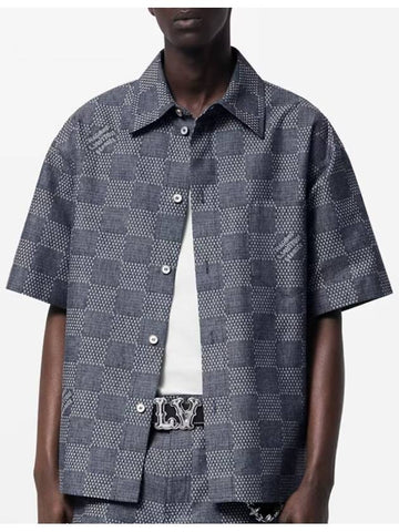 1AFXLS Damier short sleeved chambray shirt - LOUIS VUITTON - BALAAN 1