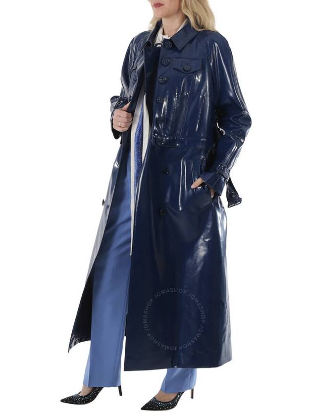 Burberry Ink Blue Jacket Detail Rubberized Cotton Trench Coat, Brand Size 12 (US Size 10) - BURBERRY - BALAAN 2