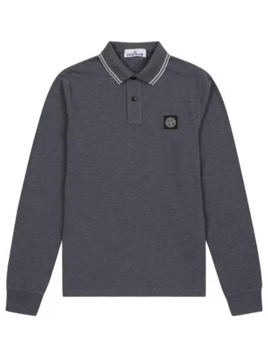 Compass logo motif polo t shirt charcoal collar - STONE ISLAND - BALAAN 1