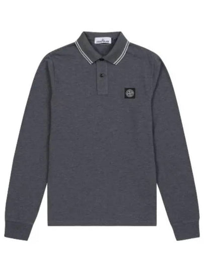 Slim Long Sleeve Cotton Polo Shirt Charcoal - STONE ISLAND - BALAAN 2