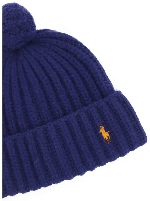 Pony Embroidered Cable Knit Wool Beanie Navy - POLO RALPH LAUREN - BALAAN 5