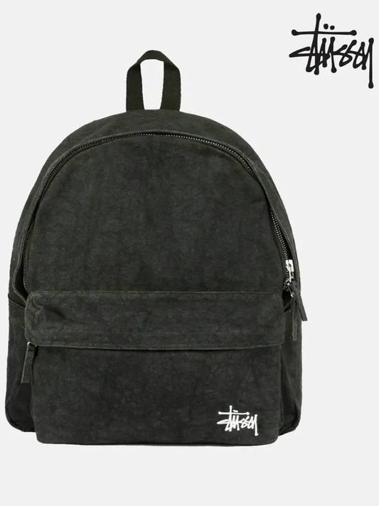 Canvas Backpack Washed Student Unisex Black - STUSSY - BALAAN 2