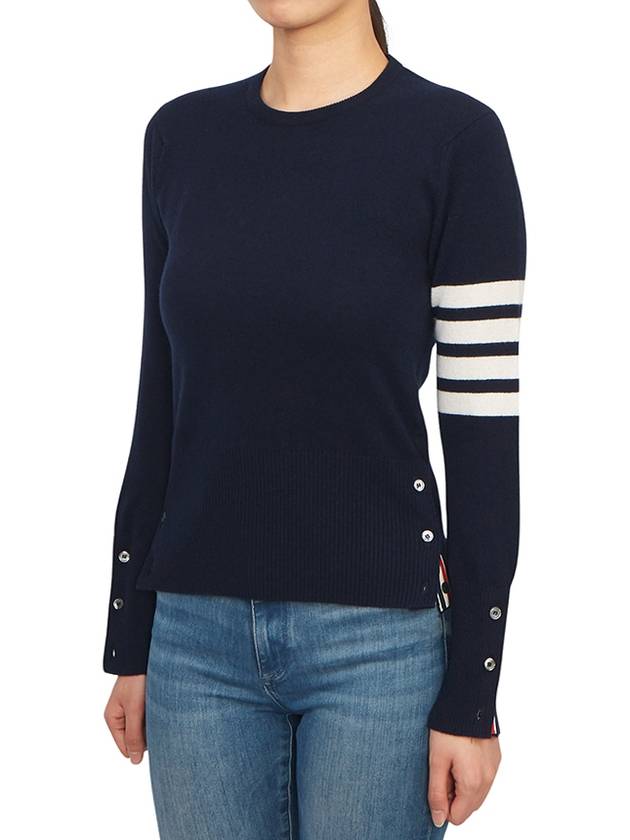 Women's 4 Bar Classic Cashmere Pullover Knit Top Navy - THOM BROWNE - BALAAN 3