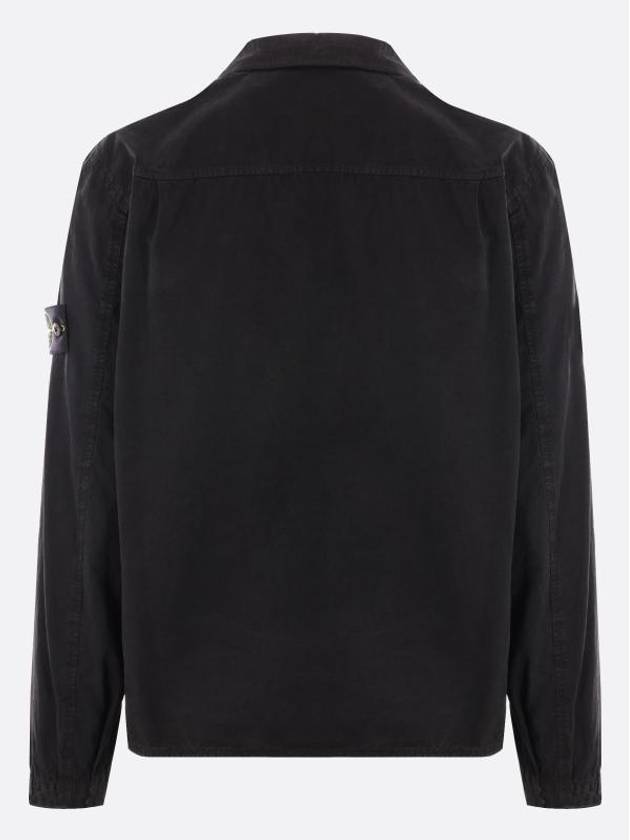 Organic Cotton Shirt Zip Up Jacket Black - STONE ISLAND - BALAAN 4