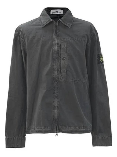 Brushed Canvas Old Effect Zip-Up Jacket Charcoal Grey - STONE ISLAND - BALAAN 2