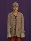 Wool Check Jacket Beige - UNALLOYED - BALAAN 2