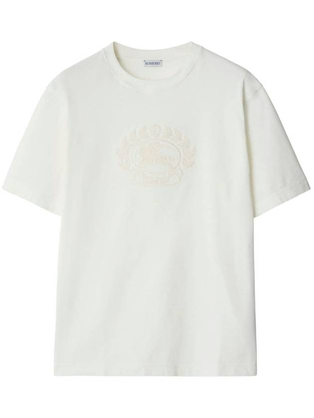 Embroidered Logo Cotton Short Sleeve T-Shirt White - BURBERRY - BALAAN 2