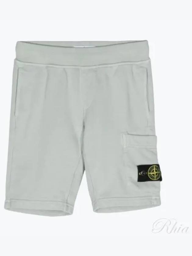 Kids Wappen Patch Fleece Shorts Grey - STONE ISLAND - BALAAN 2