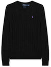 Embroidered Logo Pony Cable Knit Top Black - POLO RALPH LAUREN - BALAAN 4