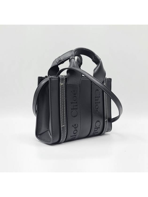 Woody Leather Mini Tote Bag Black - CHLOE - BALAAN 4