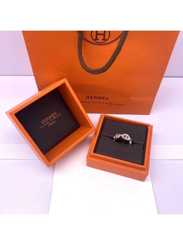 Small Chaine D'Ancre Enchainee Ring Silver - HERMES - BALAAN 3