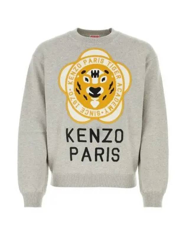 Tiger Academy Logo Knit Top Pale Grey - KENZO - BALAAN 2