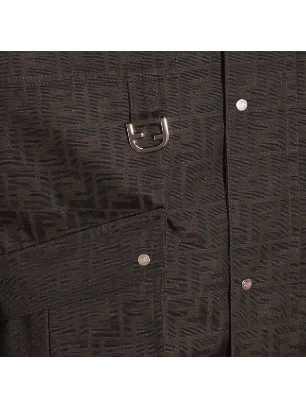 Waxed FF Jacquard Blouson Jacket Brown - FENDI - BALAAN 6