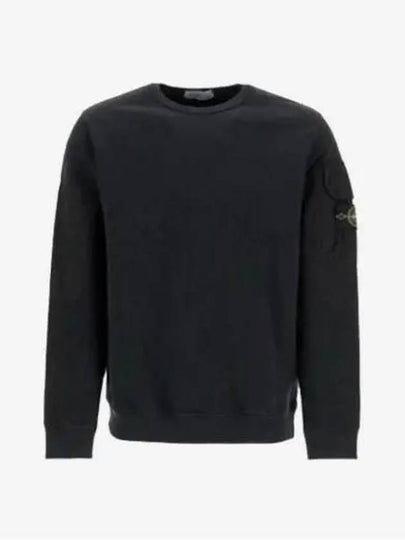 Brushed Organic Cotton Fleece Sweatshirt Black - STONE ISLAND - BALAAN 2