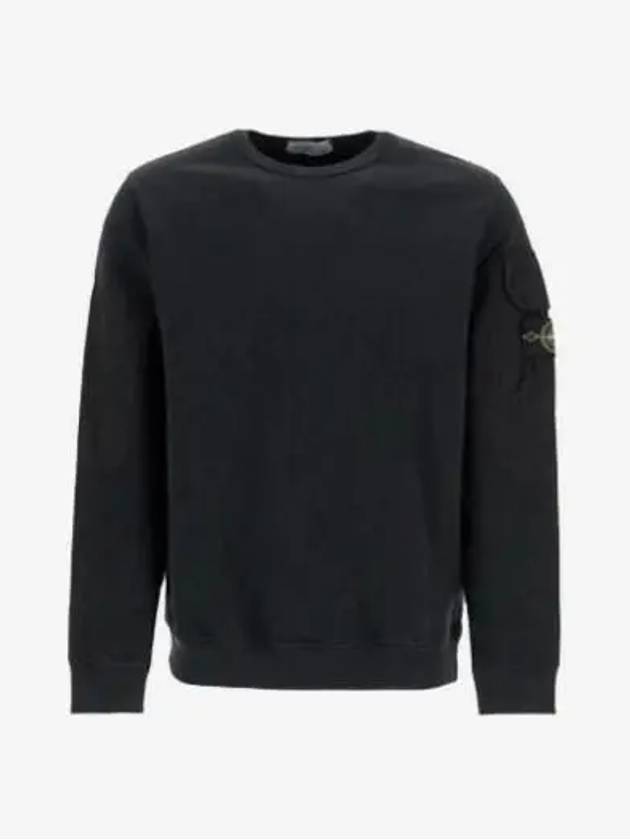 Brushed Organic Cotton Fleece Sweatshirt Black - STONE ISLAND - BALAAN 3