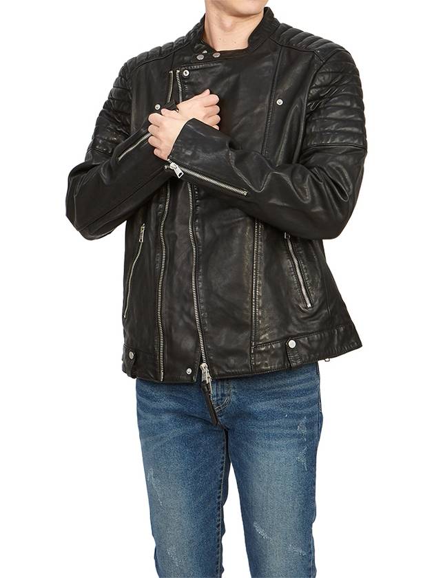 Silas Tab Collar Leather Biker Jacket Black - ALLSAINTS - BALAAN 6