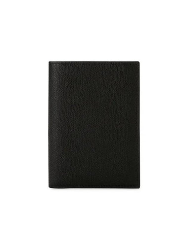 Pebble Leather Passport Wallet Black - VALEXTRA - BALAAN 1