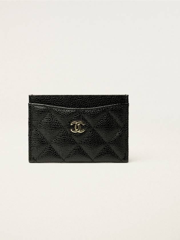 Classic Card Holder Grained Calfskin & Gold Black - CHANEL - BALAAN 3