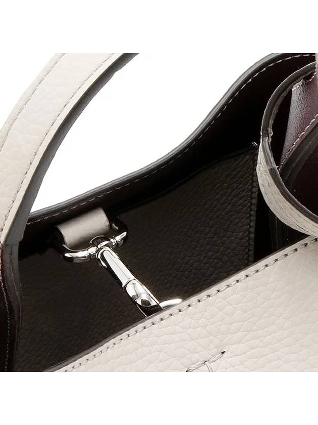 Logo Mini Leather Tote Bag White - TOD'S - BALAAN 5