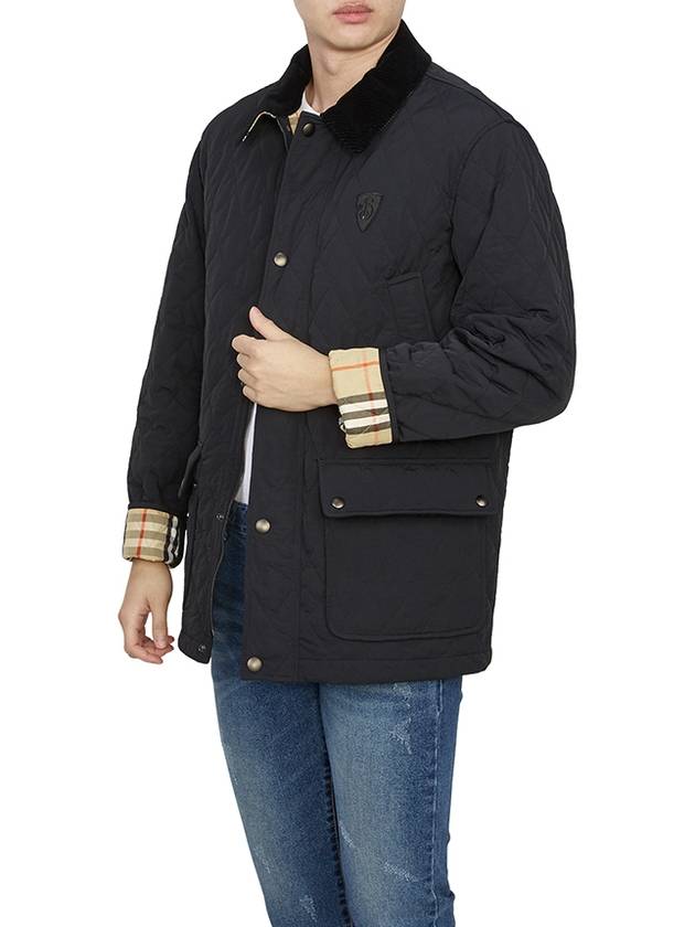 Corduroy Collar Quilted Jacket Black - BURBERRY - BALAAN 7