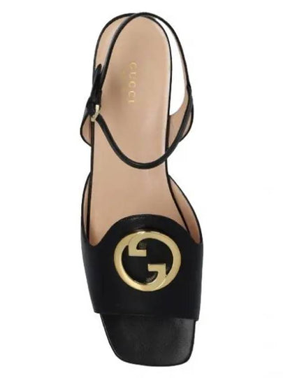 Women's Interlocking G Logo Leather Sandals Black - GUCCI - BALAAN 2