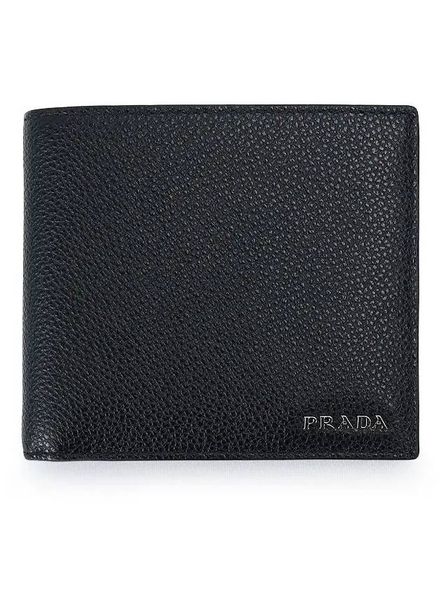 Men's Vitello Metal Logo Half Wallet Black - PRADA - BALAAN 2