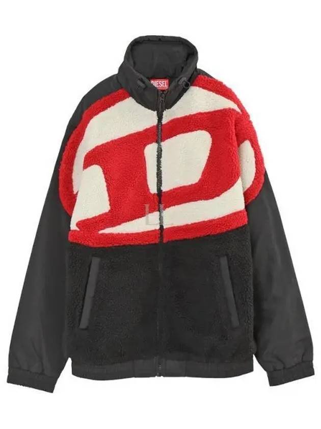 S Ovady Logo Teddy Fleece Track Jacket Black - DIESEL - BALAAN 2