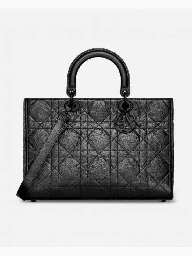 Lady D Sire Macrocannage Crinkle Large Calfskin Tote Bag Black - DIOR - BALAAN 2