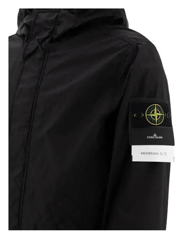 Membrana 3L TC Breathable Water-Resistant Hooded Jacket Black - STONE ISLAND - BALAAN 5