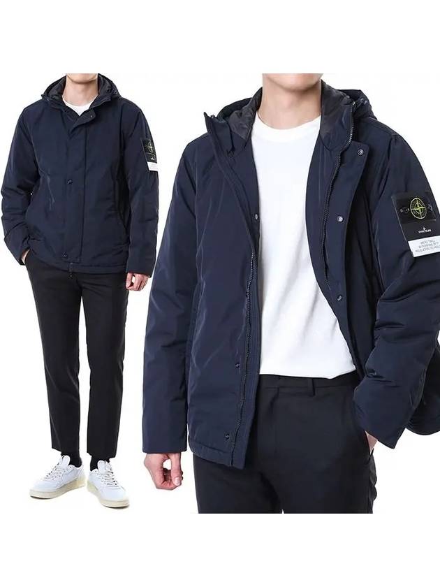 Techno Fabric Hooded Jacket Navy - STONE ISLAND - BALAAN 3