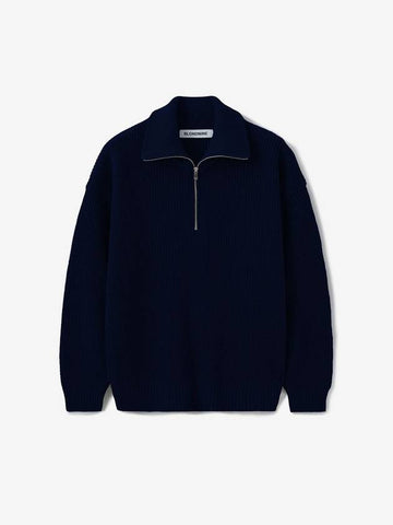 Half zip-up rib knit topnavy - BLONDNINE - BALAAN 1