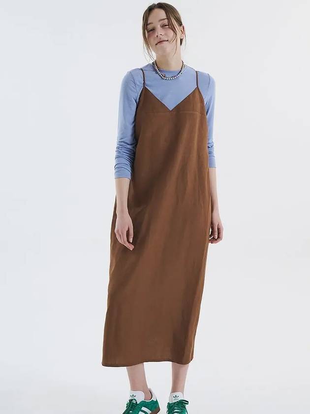 Linen blend bustier brown dress 0097 - VOYONN - BALAAN 3