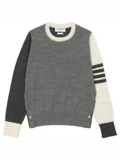 Women's Fun Mix 4 Bar Crew Neck Knit Top Grey - THOM BROWNE - BALAAN 2