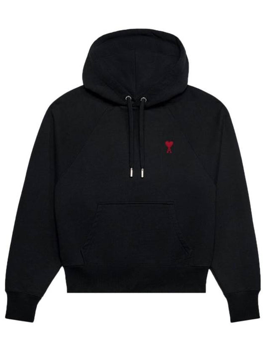 Heart Logo Cotton Hoodie Black - AMI - BALAAN 2