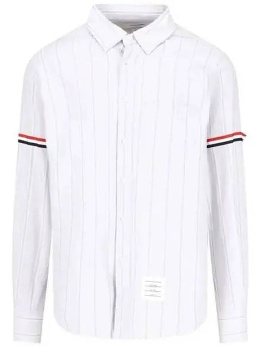 Oxford Armband Stripe Long Sleeve Shirt Grey - THOM BROWNE - BALAAN 2