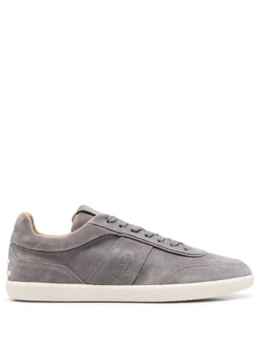 Stamp Logo Suede Low Top Sneakers Gray - TOD'S - BALAAN.