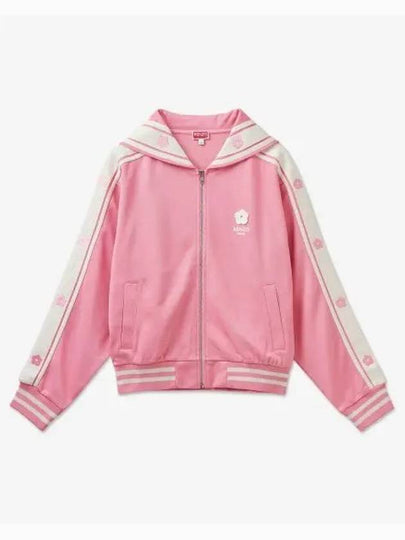 Boke Flower Embroidered Logo Zip-Up Hoodie Pink - KENZO - BALAAN 2