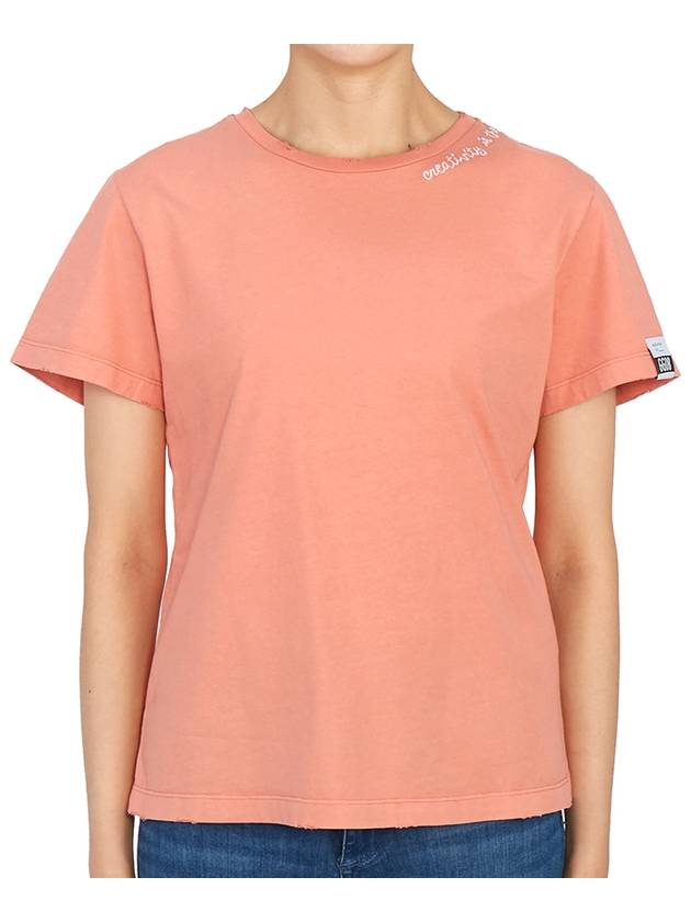 Ania Cotton Crewneck Short Sleeve T-Shirt Pink - GOLDEN GOOSE - BALAAN 4