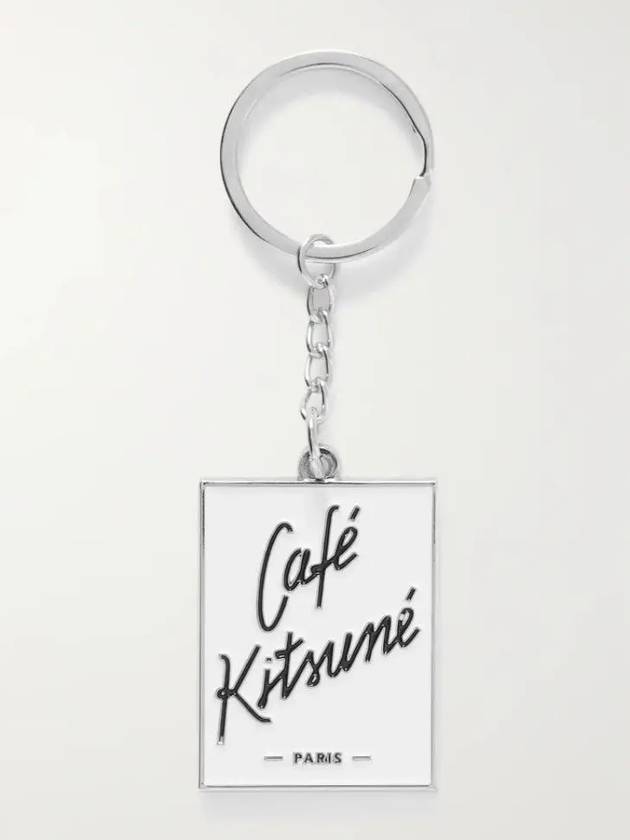 Cafe Kitsune Cafe Kitsune Logo Square Pendant Silver Tone Keyring - MAISON KITSUNE - BALAAN 2