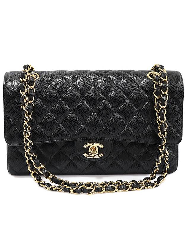 A01112 Black Caviar Gold Chain Classic Medium Flap Shoulder Bag No 25 - CHANEL - BALAAN 1